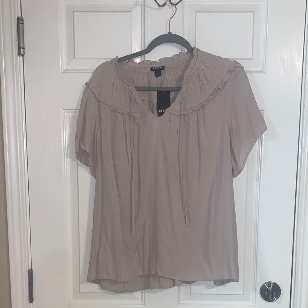 Torrid Gauzy Tan Yoke Blouse | NWT 2